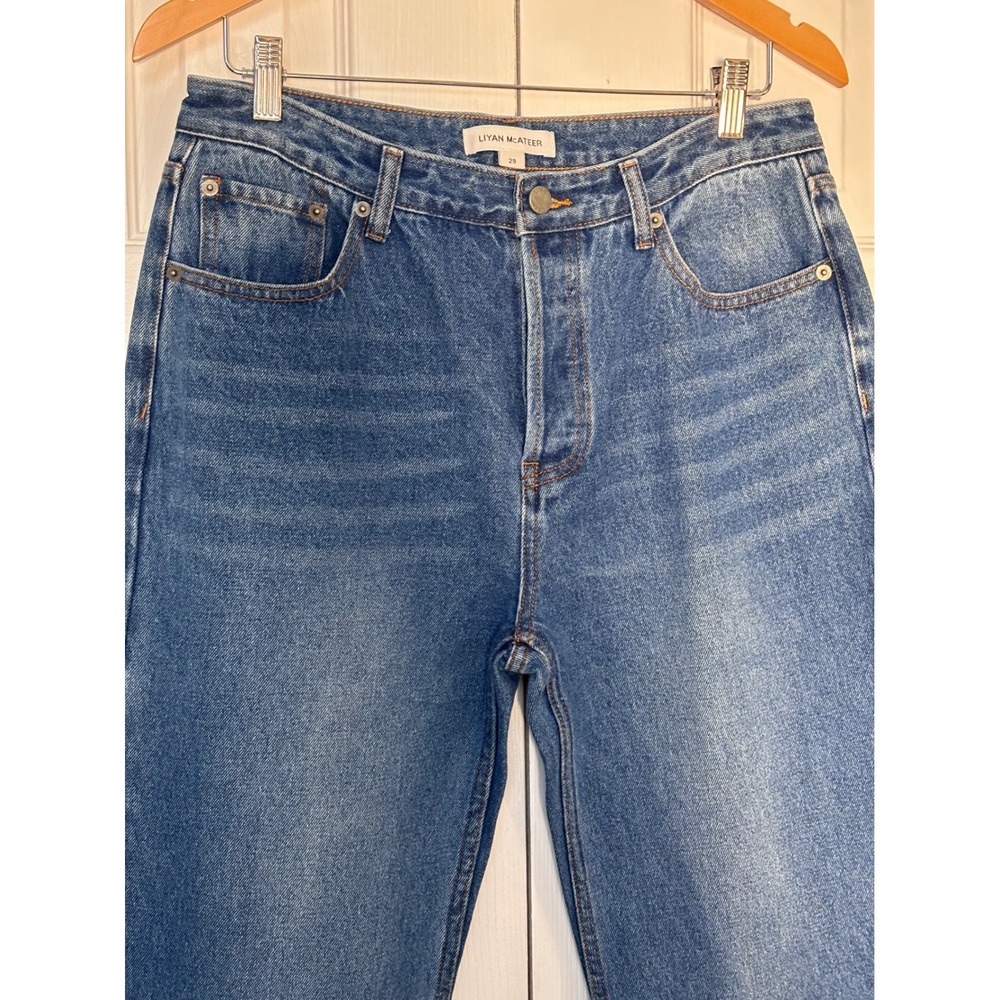 LIYAN MCATEER Women Blue Denim High Rise Straight Leg Jeans Size 29‎ - Picture 2 of 11